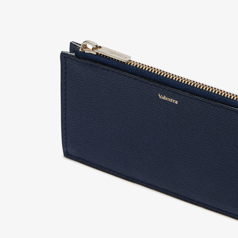 Card Holder 3CC with Zip - Dark Blue - Millepunte calf leather - Valextra - 2