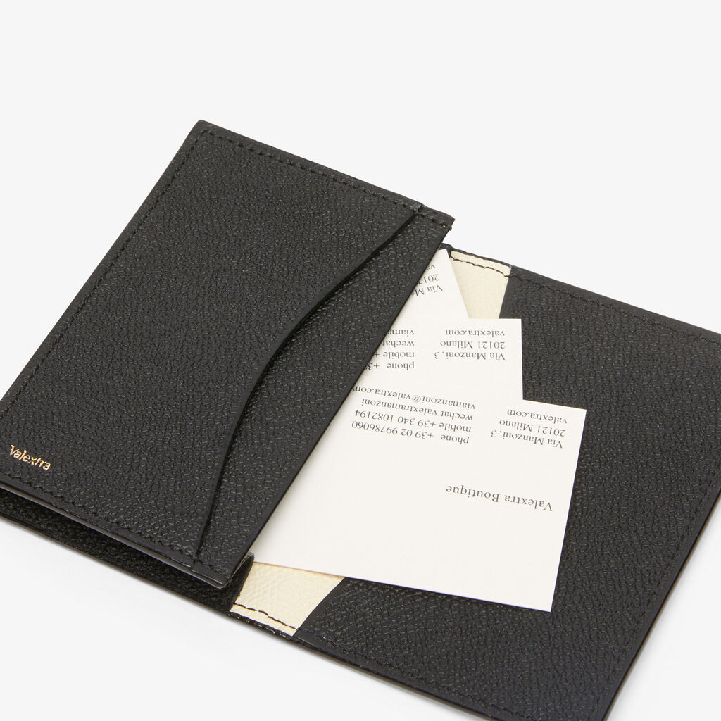 Card Case Onda - Pergamena White/Black - Vitello VS - Valextra - 3