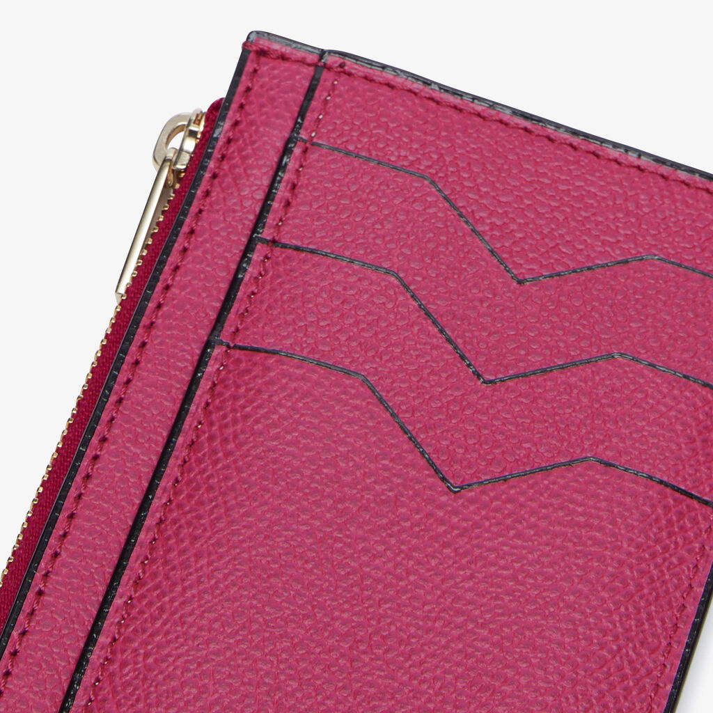 Card Holder 3CC with Zip - Magenta Red - Vitello VS - Valextra - 3