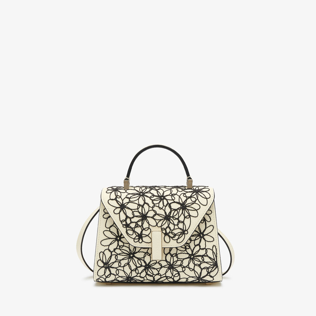 Valextra Borsa a tracolla Donna in Pelle Bianca ricamo Nero | Valextra Iside