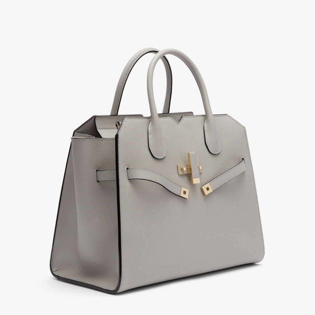 Milano Two Handles Medium Bag - Ash Grey - Vitello Millepunte Soft - Valextra - 5