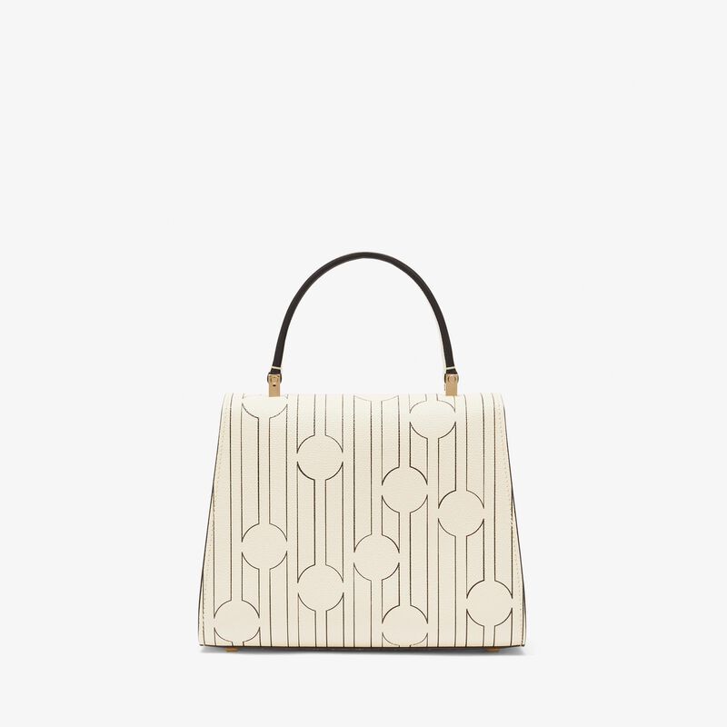 Iside Haze Ink top handle mini bag - Pergamena White/Black - Millepunte calf leather - Valextra - 5