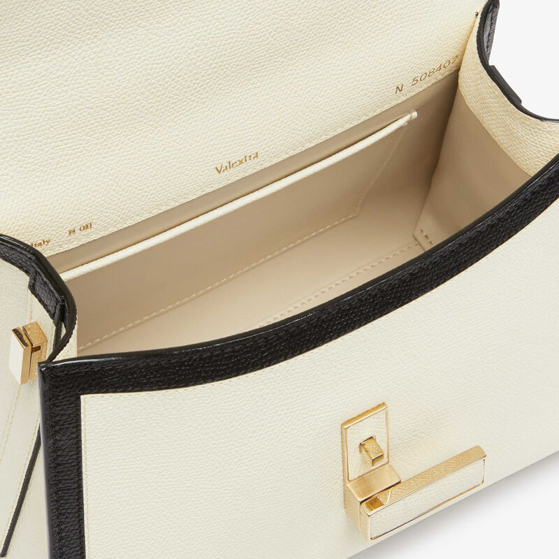Iside Mini Bag Intarsia - Pergamena White/Black - Millepunte calf leather - Valextra - 3