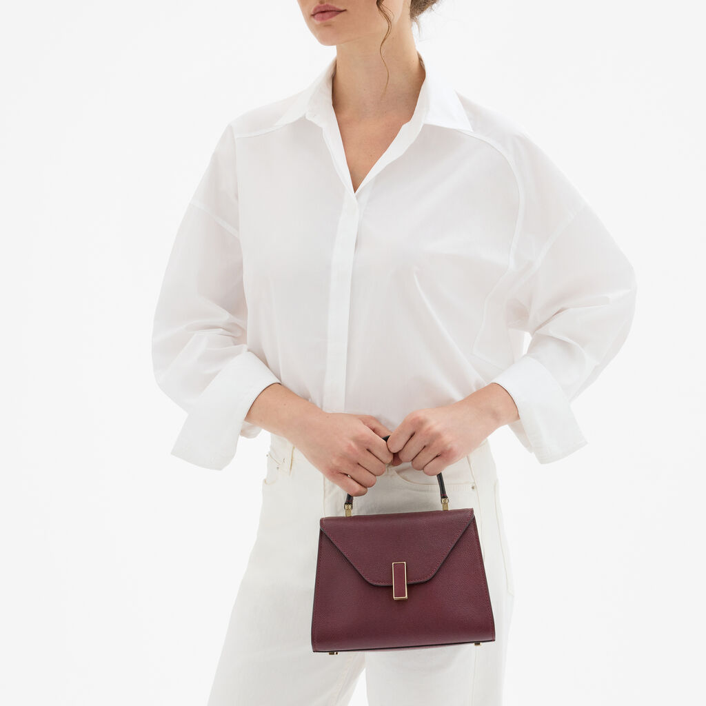 Iside Top Handle Mini Bag - Claret Red - Millepunte calf leather - Valextra - 2