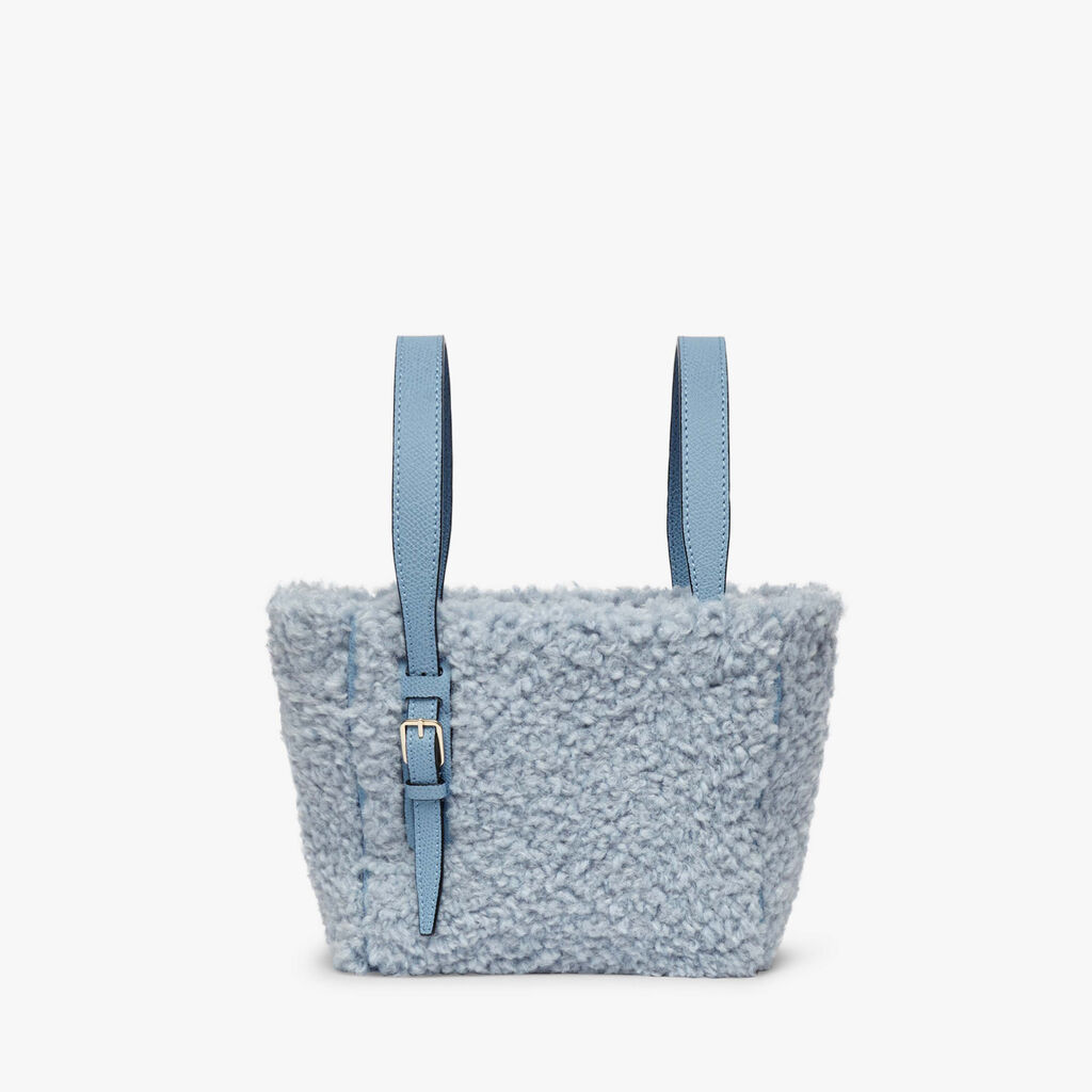 Soft Bouclè Bucket Micro Bag - Shirt Blue - Tessuto Fur Riccio/Vitello VS - Valextra - 6