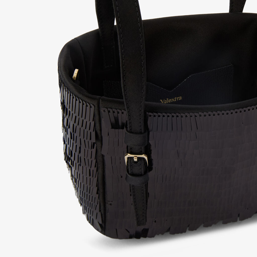 Soft Shine Bucket Nano Bag -  - Raso con paillettes rettangolari - Valextra - 3