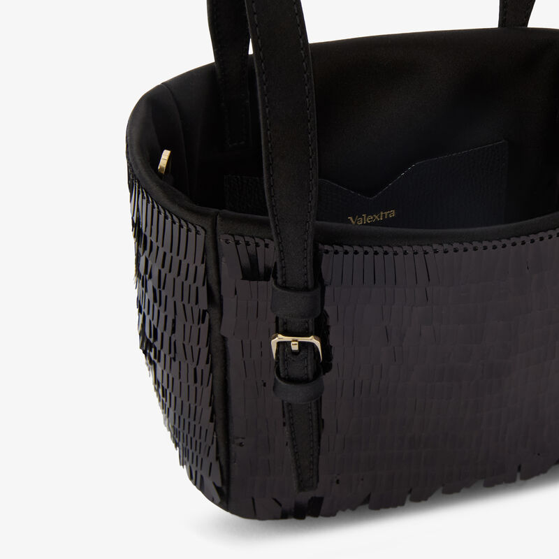 Soft Shine Bucket Nano Bag -  - Raso con paillettes rettangolari - Valextra - 3