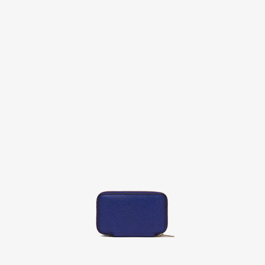 Coin holder zipped wallet 2cc - Royal Blue - Vitello VS - Valextra - 1