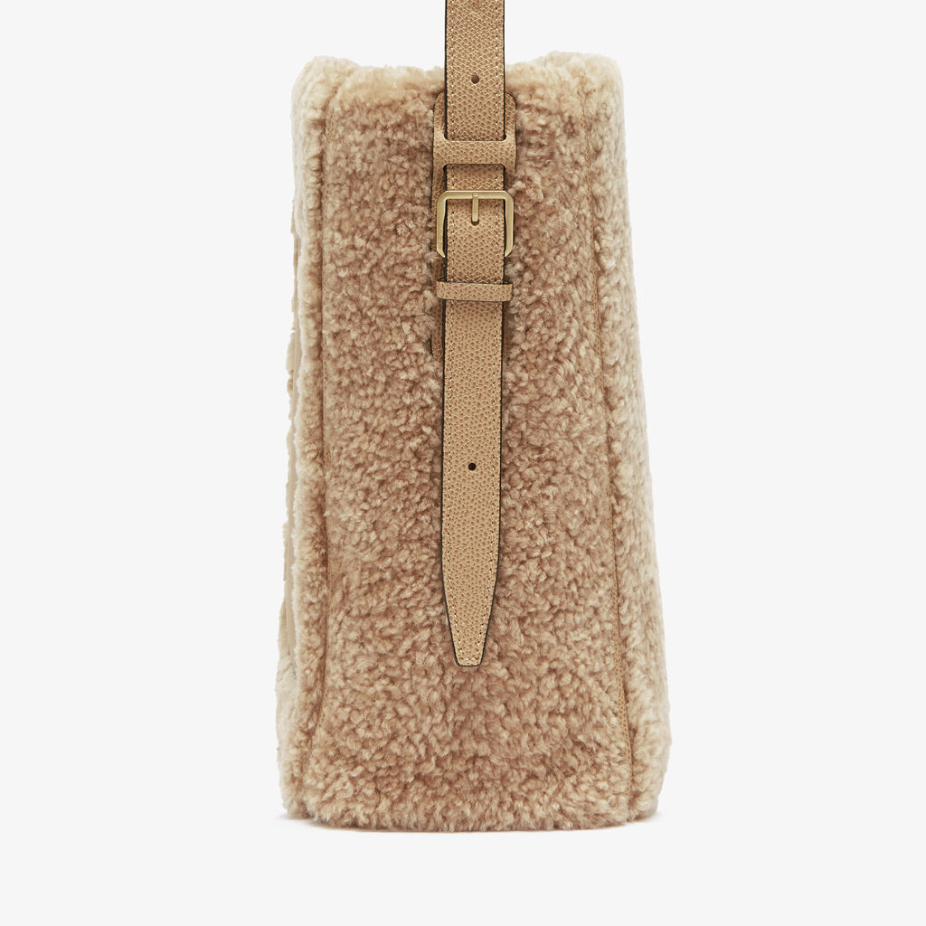 Soft Shearling Bucket Mini Bag - Cashmere Beige - Vitello VS-Montone - Valextra - 4