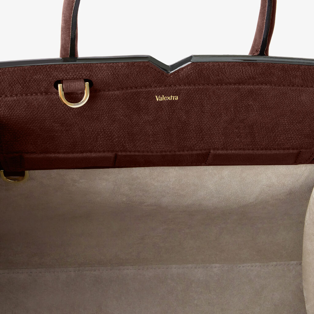 Borsa a Due Manici Milano Senso Media - Marrone Cioccolato - Pelle Millepunte Nabuk Senso - Valextra - 5
