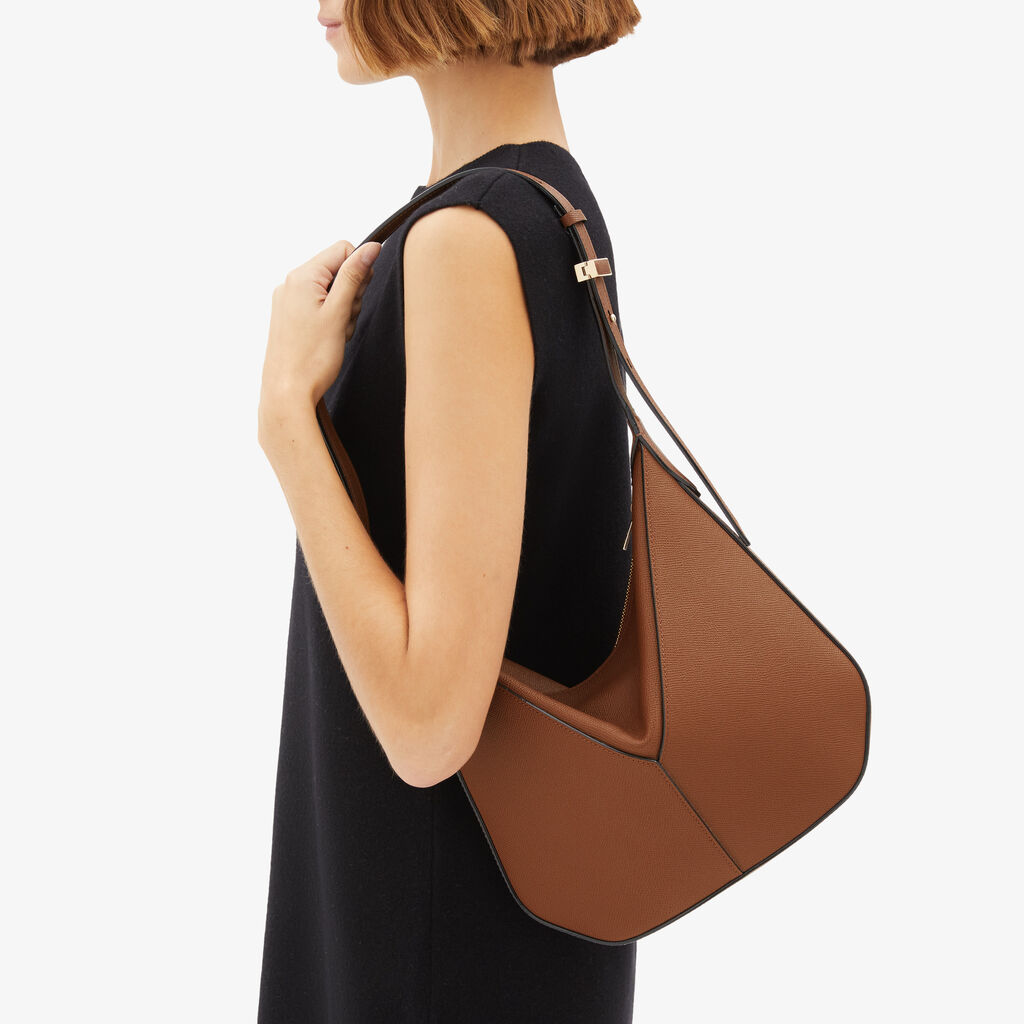 Vivi Hobo Mini Bag - Chocolate Brown - Vitello Millepunte Soft - Valextra - 2