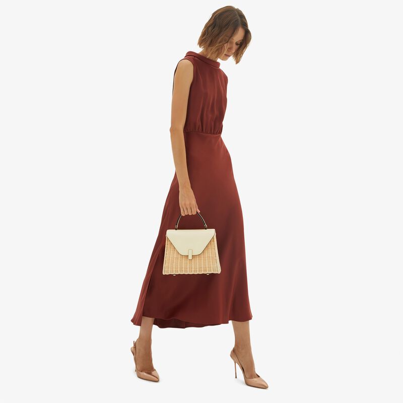 Iside Wicker Top Handle Medium Bag - Beige/Pergamena White - Natural wiker and Millepunte calf leather - Valextra - 2