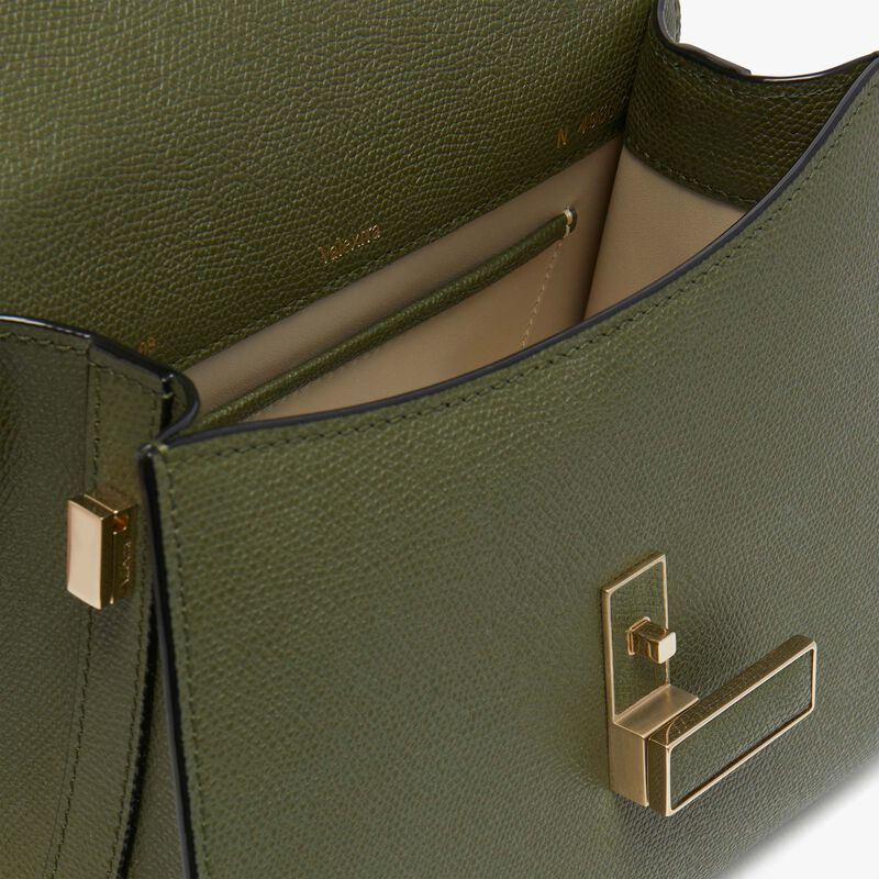 Iside Top handle mini bag - Military Green - Millepunte calf leather - Valextra - 3