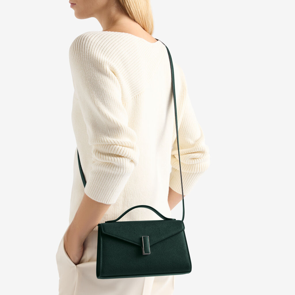 Iside T&igrave;n Top Handle Bag - Valextra Green - Millepunte calf leather - Valextra - 3