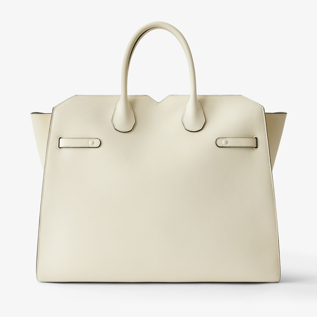 Milano Two Handles Large Bag - Pergamena White - Vitello Millepunte Soft - Valextra - 5