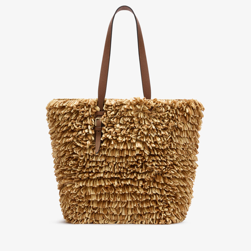 Wavy Raffia Tote Bag -  - Tessuto Punto Pelliccia/Vitello VS - Valextra - 6