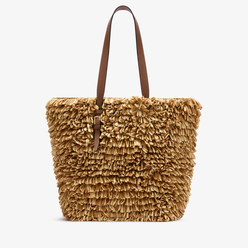 Wavy Raffia Tote Bag -  - Tessuto Punto Pelliccia/Vitello VS - Valextra - 6