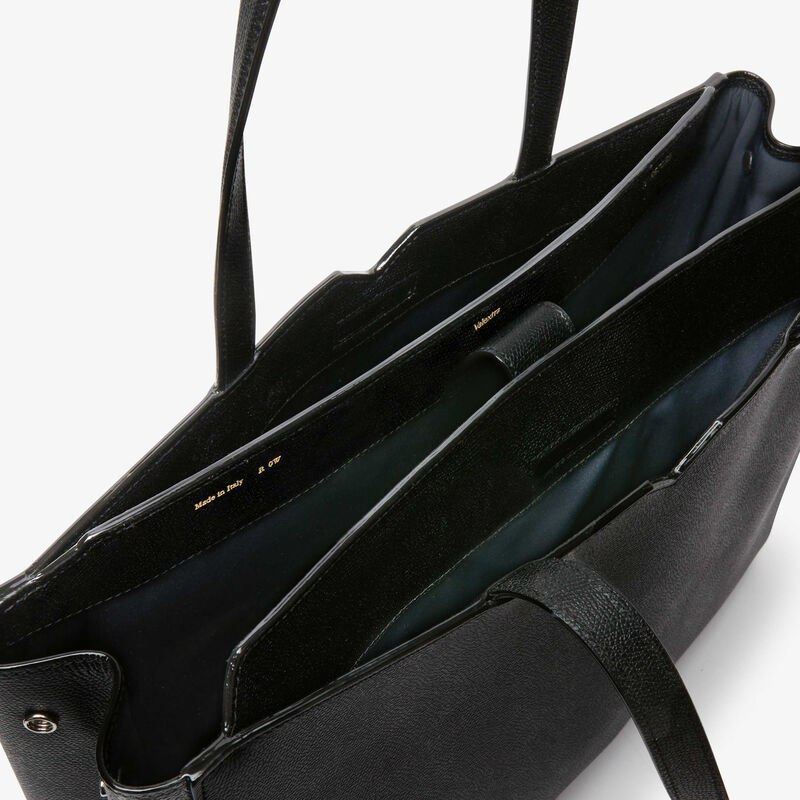 V-line Horizontal Shopping Bag - Black - Millepunte calf leather - Valextra - 3