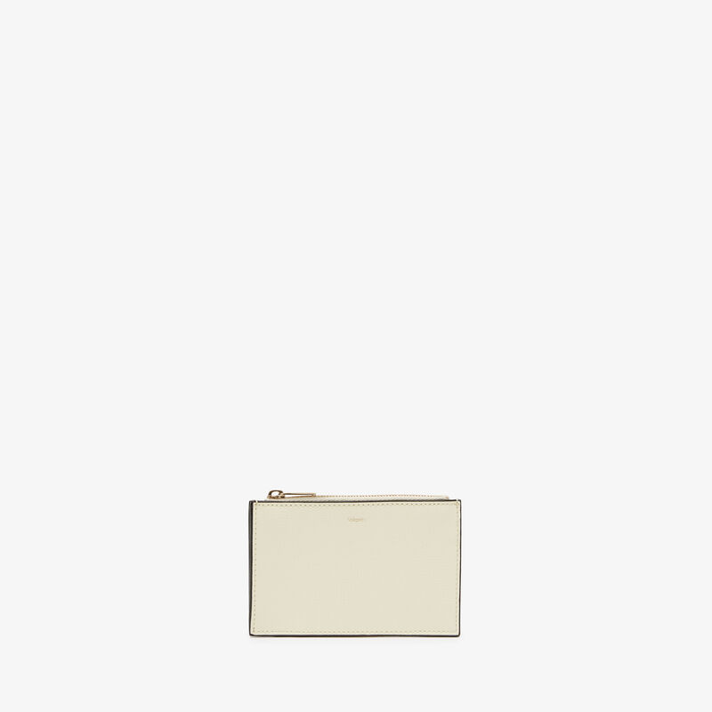 Card Holder 3CC with Zip - Pergamena White - Pavè calf leather - Valextra - 4