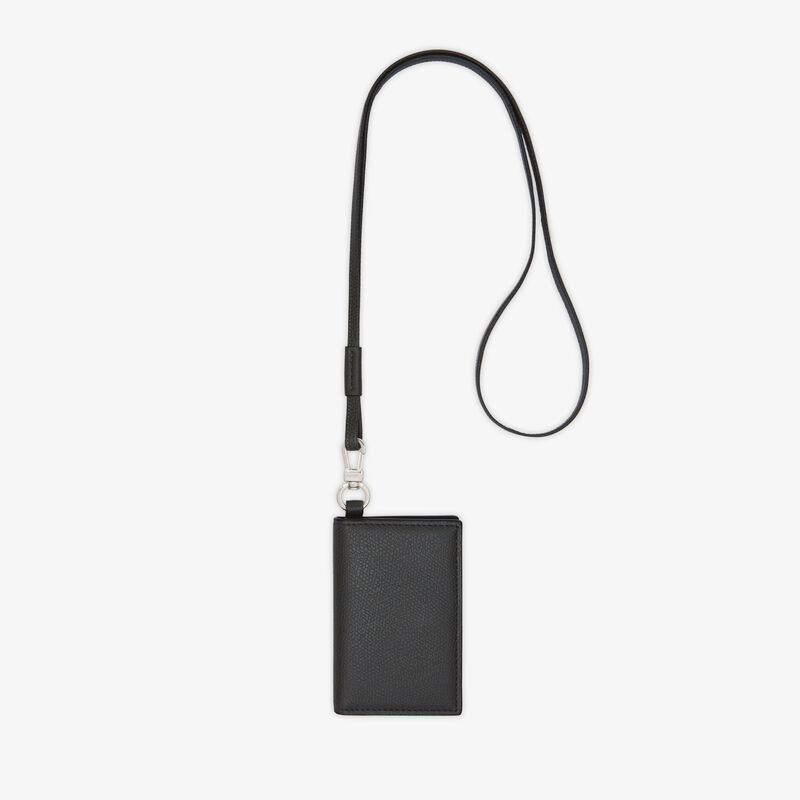Card Holder with Lanyard - Smokey Grey - Millepunte calf leather - Valextra - 1