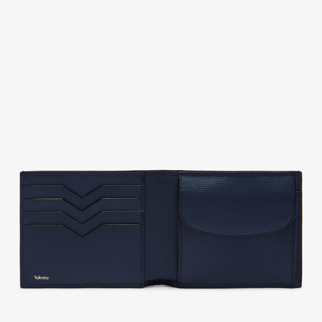 Portafoglio Bifold 4 Carte Di Credito Con Portamonete - Blu Scuro - Cuoio VL - Valextra - 4