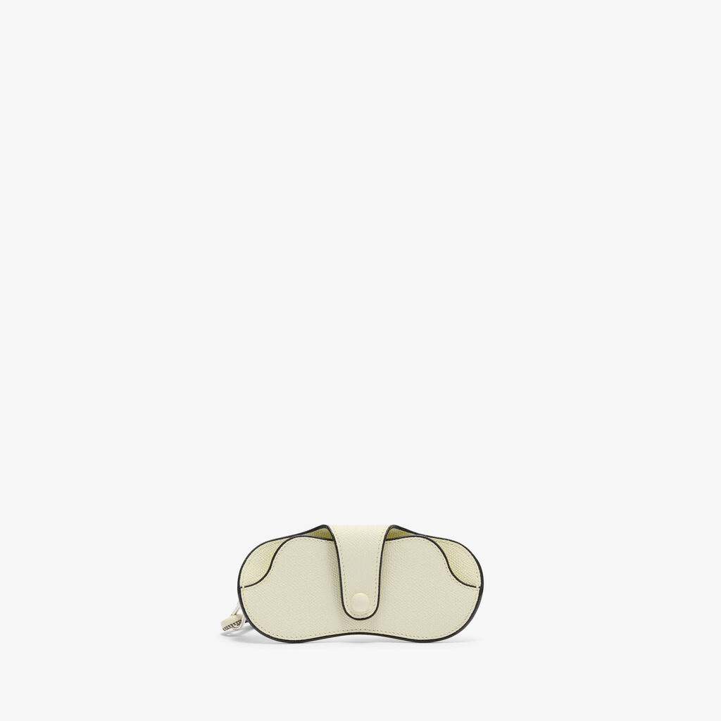Glasses Case with Bicolor Lanyard - Pergamena White/Black - Millepunte calf leather - Valextra - 1