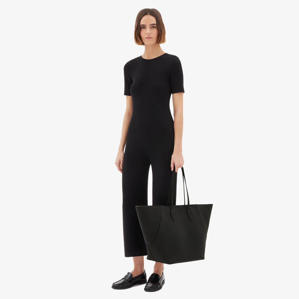 Vivi Shopping Large Bag - Black - Vitello Millepunte Soft - Valextra - 3