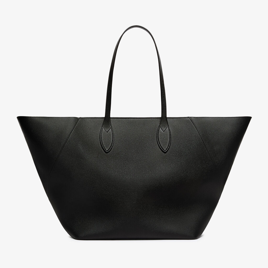 Vivi Shopping Large Bag - Black - Vitello Millepunte Soft - Valextra - 5