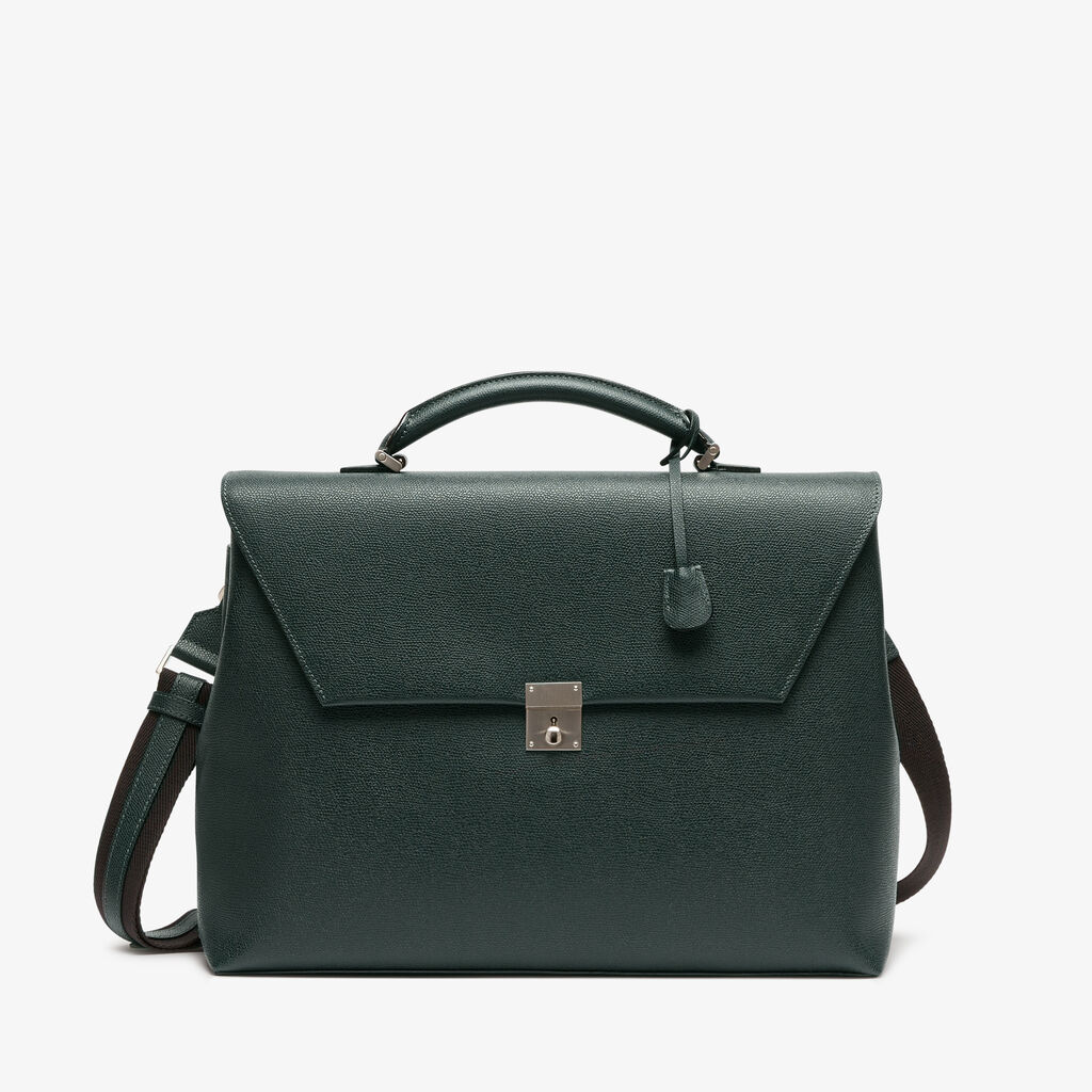 Avietta Briefcase with Flap 24h - Valextra Green - Vitello VS - Valextra - 1