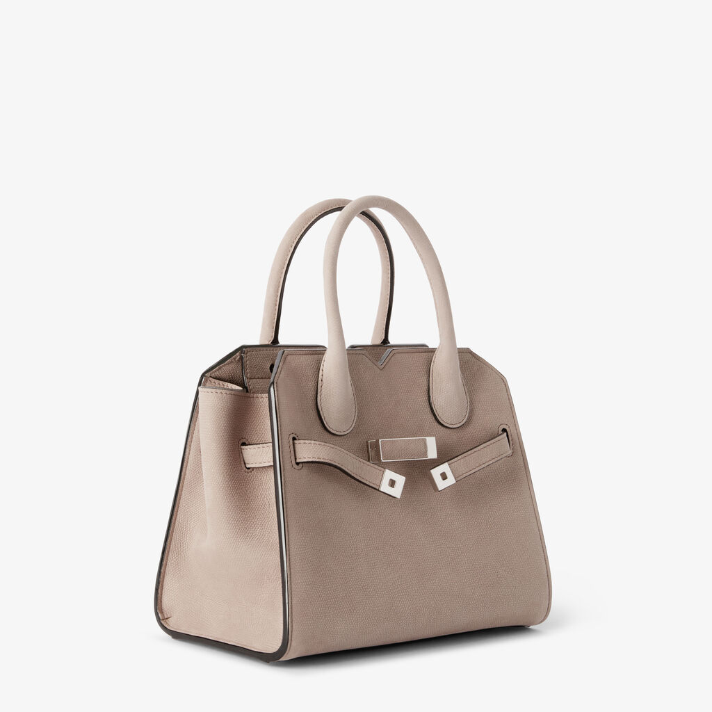 Borsa a Due Manici Milano Senso Mini - Rosa Nude - Pelle Millepunte Nabuk Senso - Valextra - 4