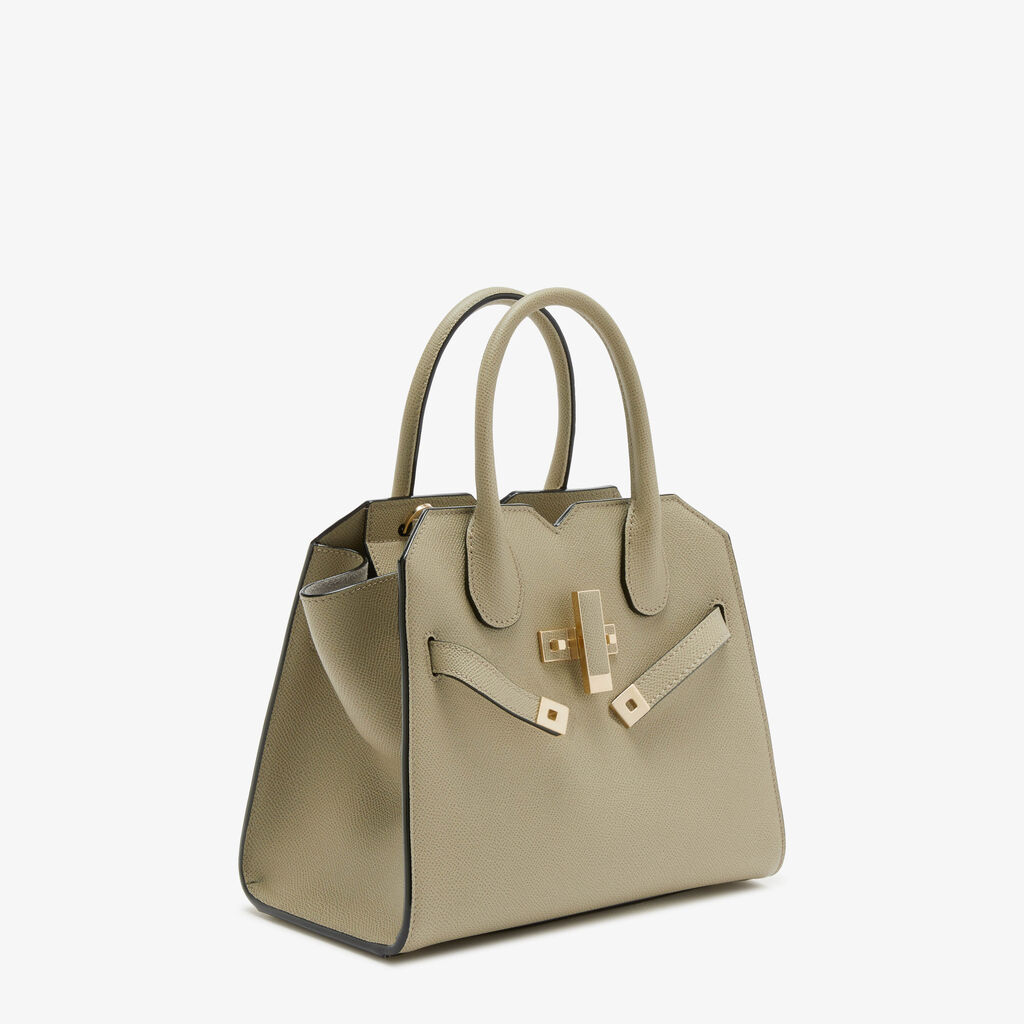 Milano Two Handles Mini Bag - Tundra Green - Vitello Millepunte Soft - Valextra - 6