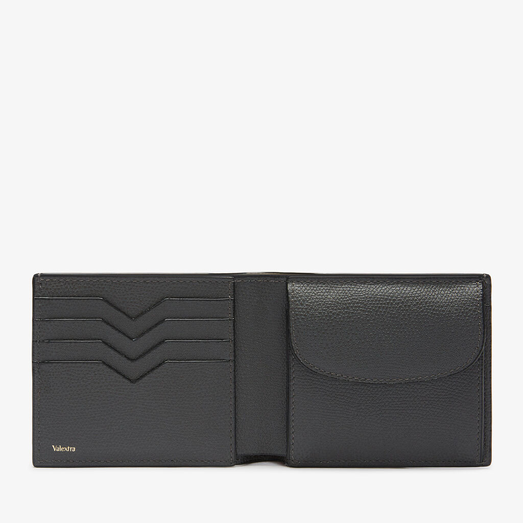 Portafoglio Bifold 4 Carte Di Credito Con Portamonete - Grigio Fumo - Vitello VS - Valextra - 4