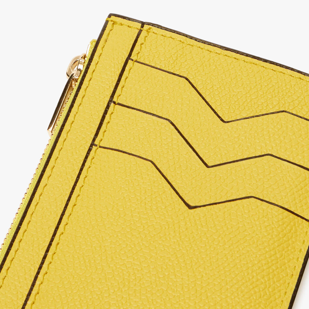 Card Holder 3CC with Zip - Yellow - Vitello VS - Valextra - 3