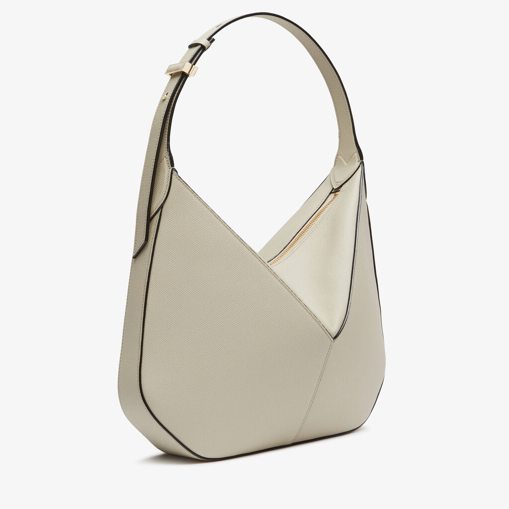 Vivi Hobo Medium Bag - Linen Grey - Vitello Millepunte Soft - Valextra - 4