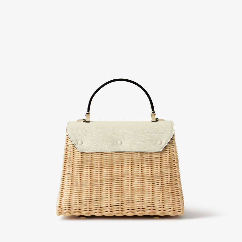 Iside Wicker Top Handle Medium Bag - Beige/Pergamena White - Midollino/Vitello VS - Valextra - 5
