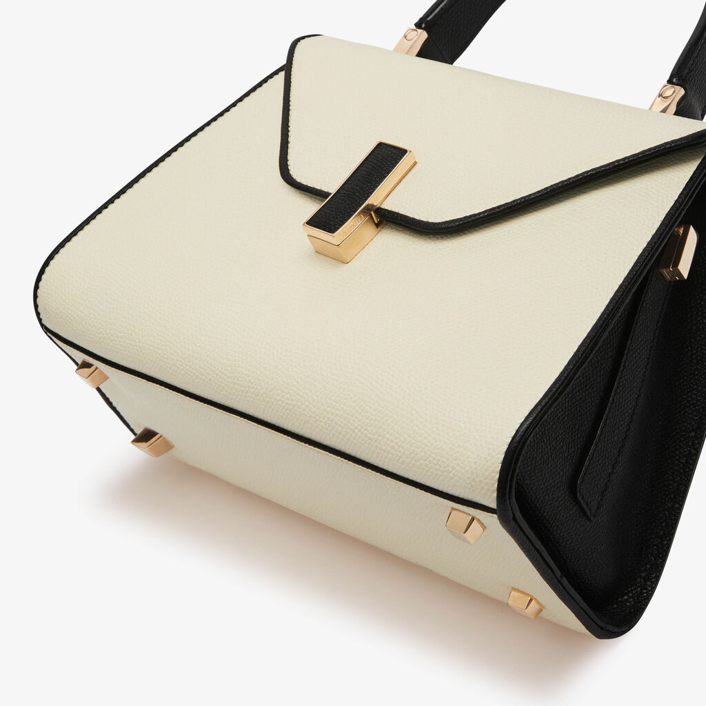 Iside chiaroscuro top handle mini bag - Pergamena White/Black - Vitello VS - Valextra - 5