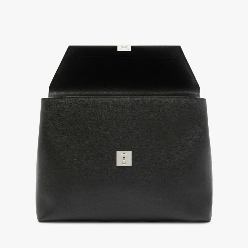 Avietta Briefcase with Flap 24h - Black - Millepunte calf leather - Valextra - 7