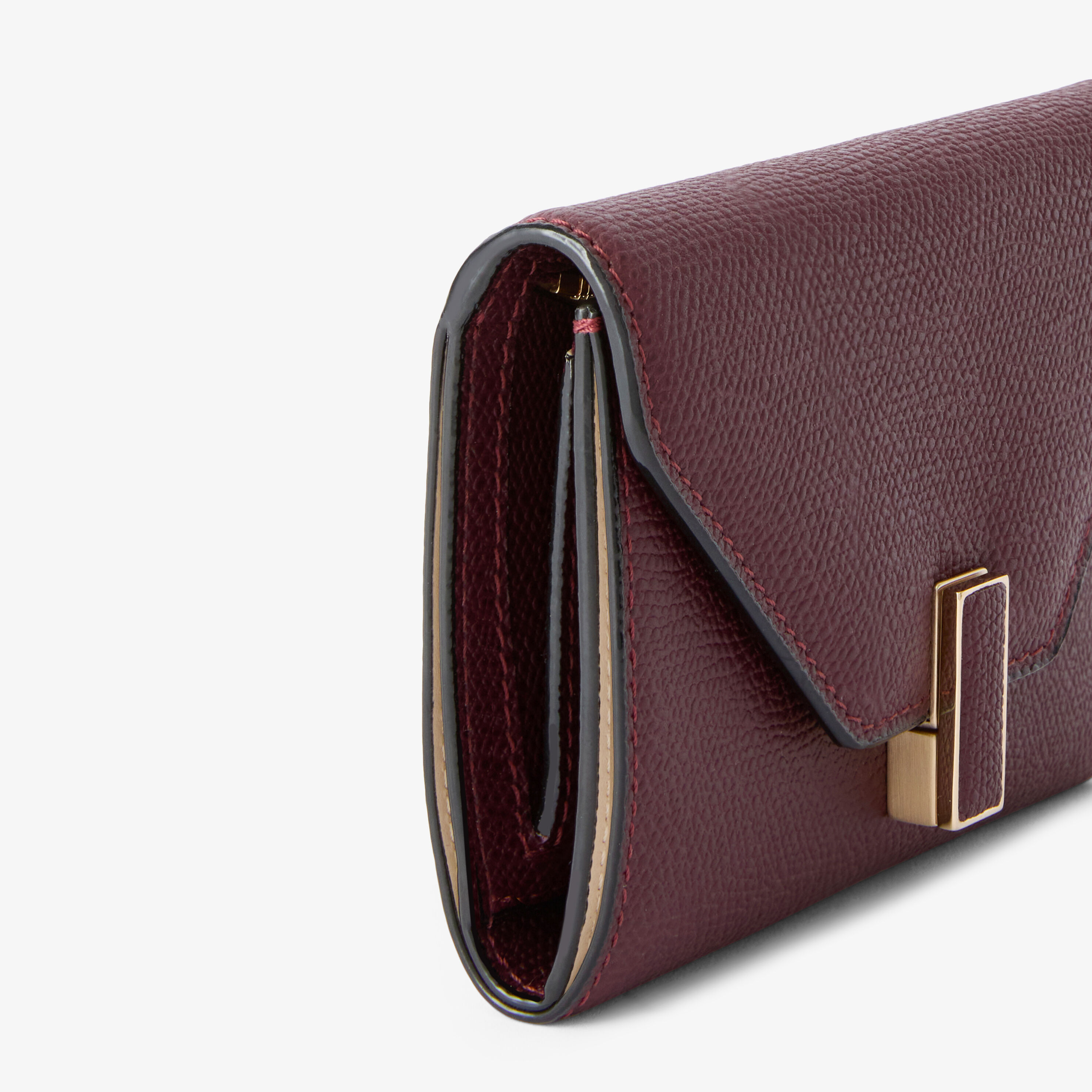 Red Grained Leather Luxury Fold Wallet | Valextra Iside