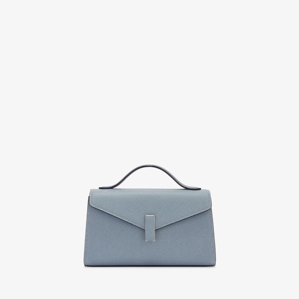 Borsa a Mano Iside T&igrave;n - Blu Niagara - Pelle di vitello Millepunte - Valextra - 1