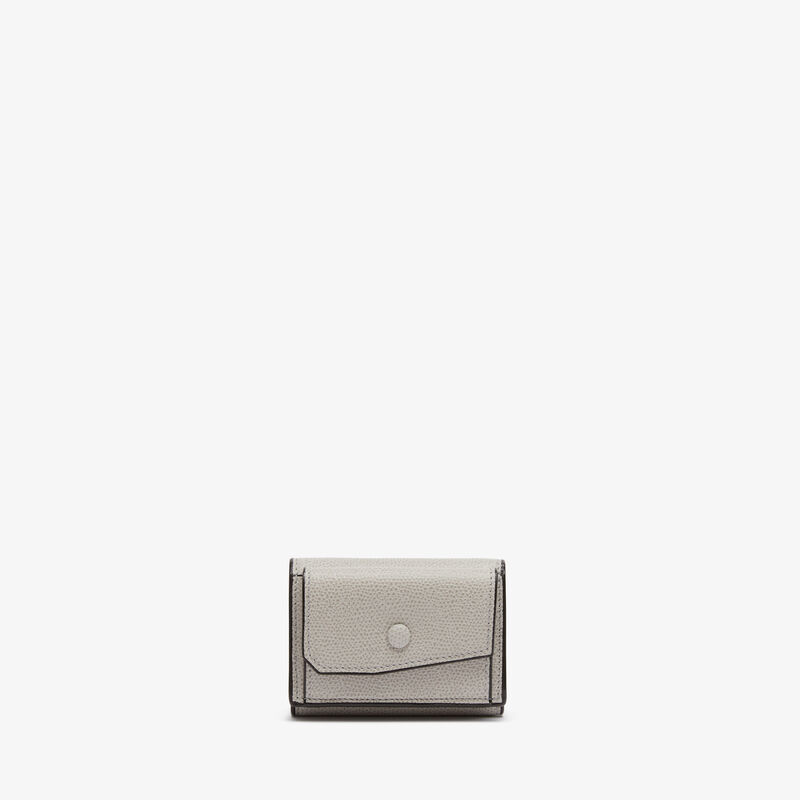 Small Wallet With Coin Holder - Ash Grey - Millepunte calf leather - Valextra - 1