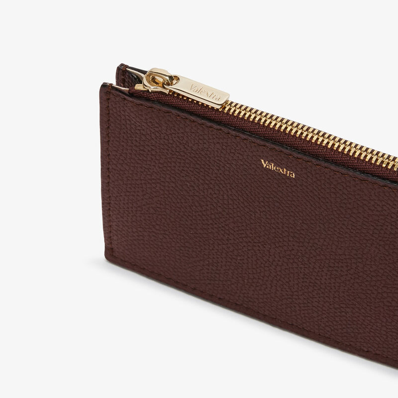 Card Holder 3CC with Zip - Coffee Brown - Millepunte calf leather - Valextra - 2
