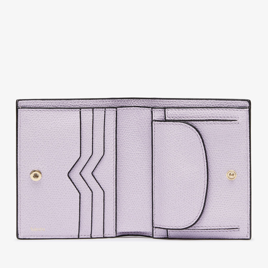 Compact Wallet 3 CC with Coin Purse - Wisteria Pink - Vitello VS - Valextra - 4