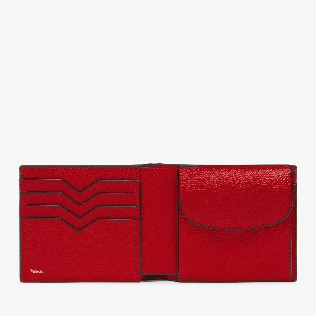 Wallet 4Cc With Coin Holder - Red - Vitello VS - Valextra - 4