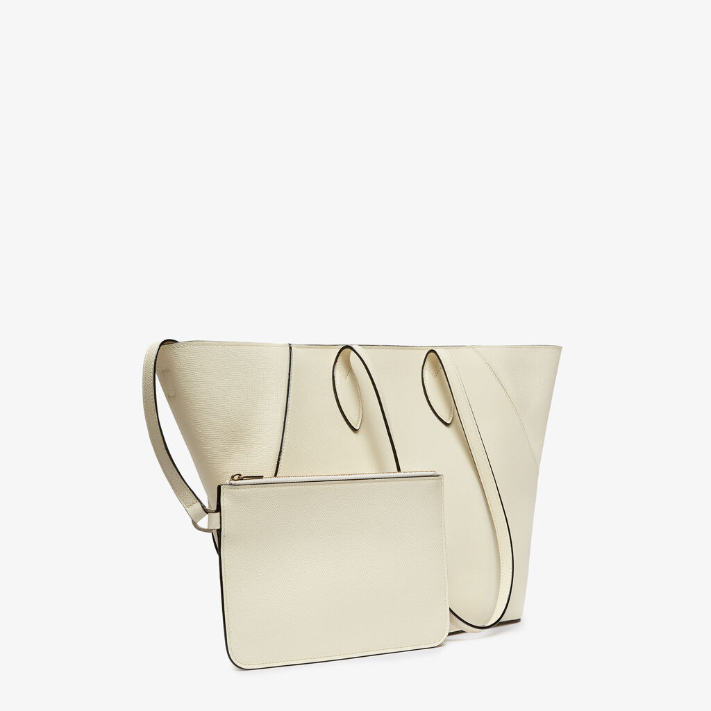 Vivi Shopping Medium Bag - Pergamena White - Vitello Millepunte Soft - Valextra - 6