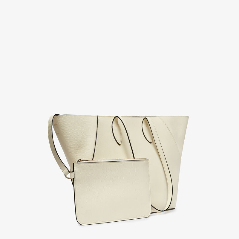 Vivi Shopping Medium Bag - Pergamena White - Millepunte Soft calf leather - Valextra - 6