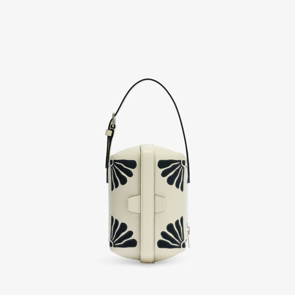 Tric Trac Flowers Bag - Pergamena White/Black - Vitello VS-Stampa+Ricamo Daisy - Valextra - 4