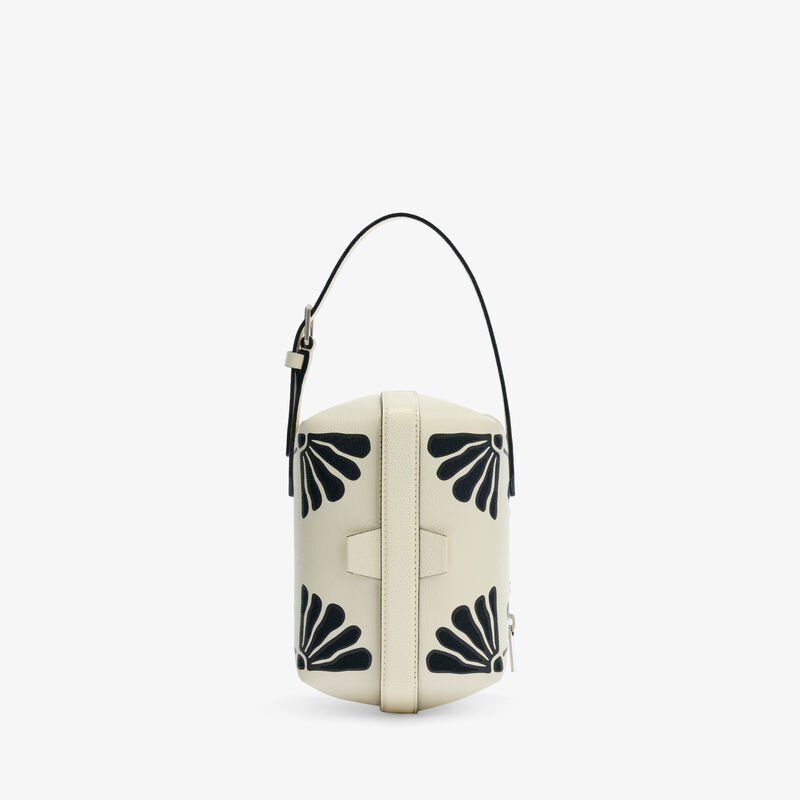 Tric Trac Flowers Bag - Pergamena White/Black - Vitello VS-Stampa+Ricamo Daisy - Valextra - 4