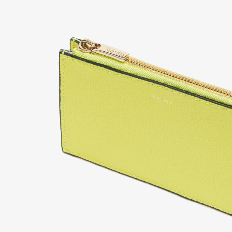 Card Holder 3CC with Zip - Citrine Yellow - Millepunte calf leather - Valextra - 2