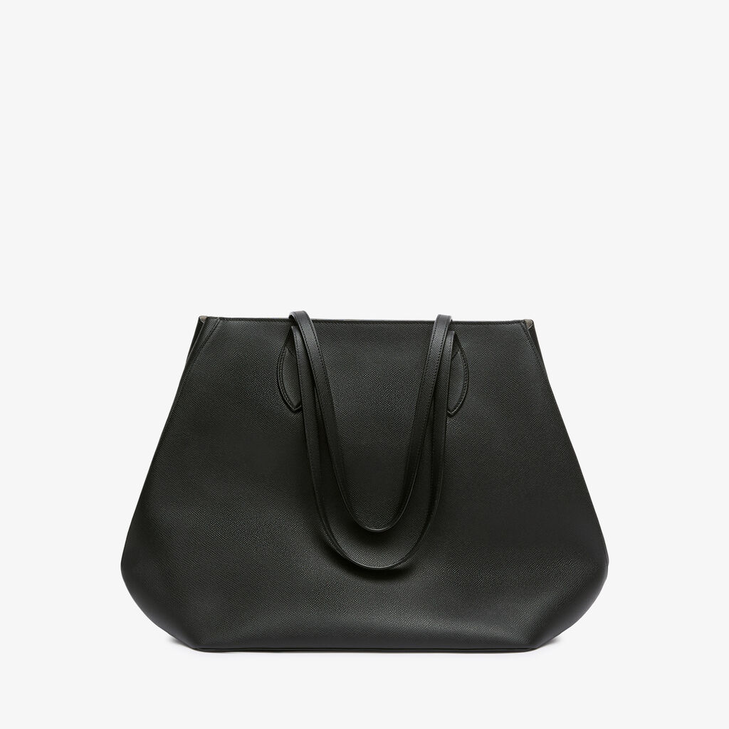 Vivi Shopping Large Bag - Black - Vitello Millepunte Soft - Valextra - 1
