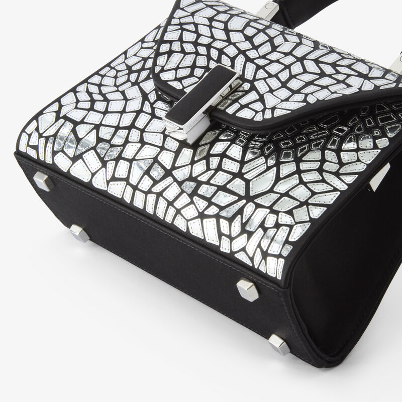 Iside Mosaic Crossbody Micro Bag - Black/Silver - Satin and Millepunte calf leather - Valextra - 4